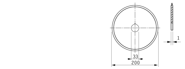 Cuchilla circular para NOCK 200x33,1x1mm, filo liso, doble bisel