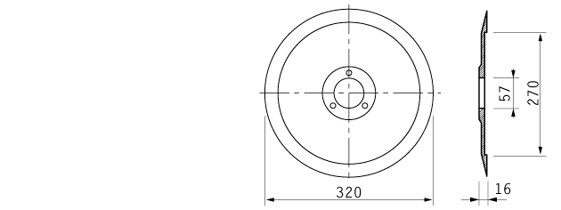 Cuchilla cortar fiambres para BRAHER, 320/57/3/270/16mm, N.LAMAFF0101 cod.1140