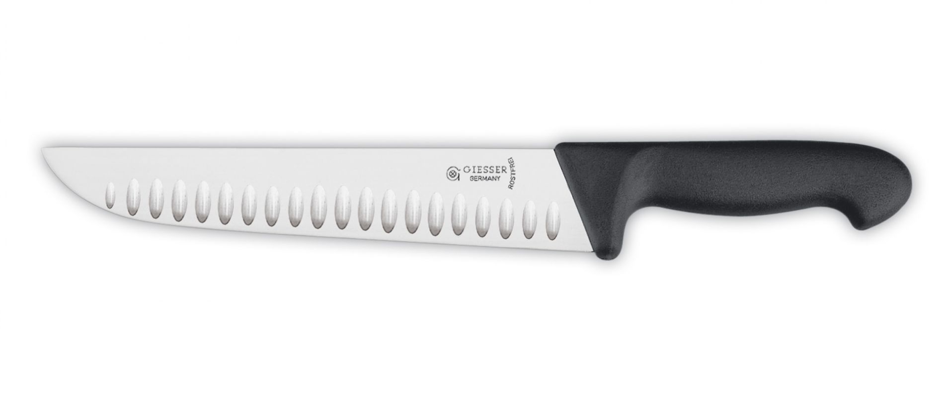 Cuchillo carnicero GIESSER para filetear, hoja 27cm, ancha, rgida, con alvelos mango clsico,  negro