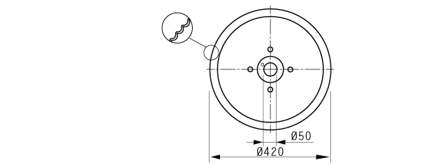 Cuchilla loncheadora para WEBER, 420mm, filo dentado, teflonada