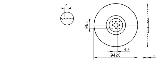 C.Loncheadora para TECNOPESA B-S 450 420mm; cromado duro; dentada