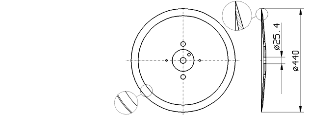 Cuchilla loncheadora para DIXIE, 440mm, filo liso 0, pesada, cromo