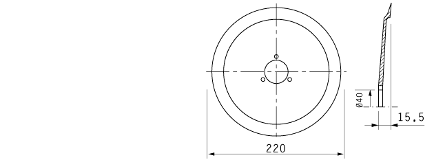 Cuchilla cortar fiambres para ADE-BOSTON 220, 220/40/3/180/15,5mm, N.LAMAFF0003A cod.0110