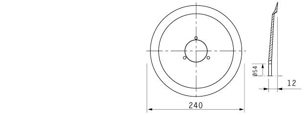 Cuchilla cortar fiambres para BRAHER, 240/54/3/190/12mm, N.LAMAFF0096 Cod.1080