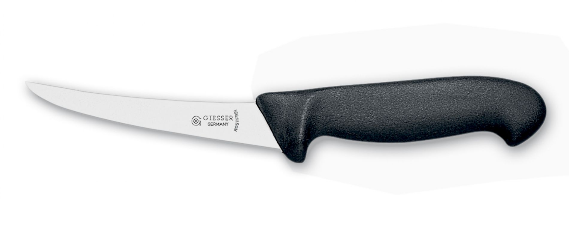 Cuchillo para deshuesar GIESSER,  hoja 13cm curva, rgida, mango clsico, negro