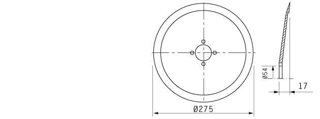 Cuchilla cortar fiambres para BIZERBA, 275/54/4/227/17mm,  N.LAMAFF0033