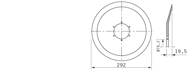 Cuchilla cortar fiambres para GLOBE USA, 292/76,2/6/241/19,5mm