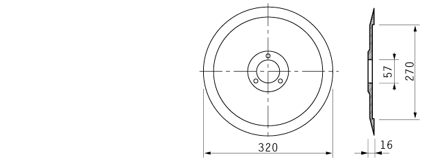Cuchilla cortar fiambres para BRAHER, 320/57/3/270/16mm, teflonada cod.91140