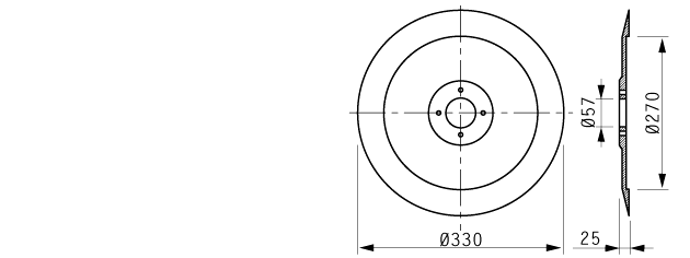 Cuchilla cortar fiambres para BIZERBA-MOBBA, 330/57/4/270/23mm, teflonada, N.LAMAFF0017 cod.0240