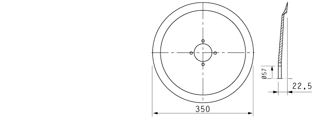 Cuchilla cortar fiambres para BRAHER, 350/57/4/280/22,5mm, acero inoxidable, N.LAMAFF0046 cod.1600