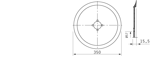 Cuchilla cortar fiambres para RHENINGHAUS, 350/57/4/286/15,5mm