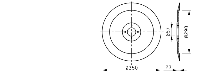 Cuchilla cortar fiambres para BIZERBA, 350/57/4/290/23mm, N.LAMAFF0144 cod.1075