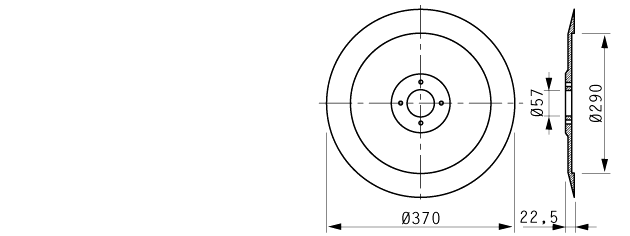 Cuchilla cortar fiambres para BIZERBA, 370/57/4/290/22,5mm, N.LAMAFF0343 G+B