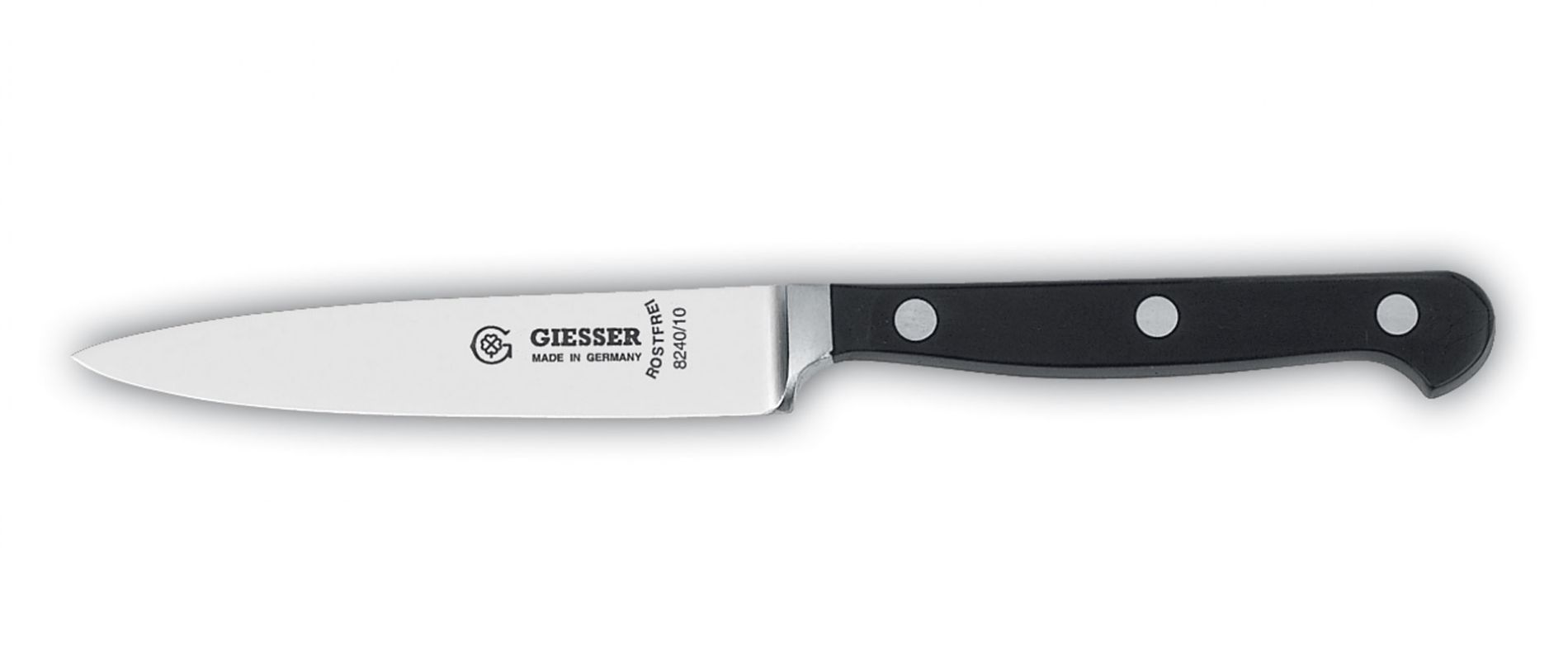 Cuchillo Giesser pelador puntilla. Mango de forja chef negro. Hoja de 10cm