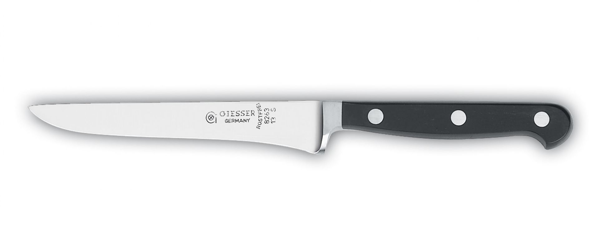Cuchillo GIESSER deshuesar. Mango de forja chef negro. Hoja de 13cm