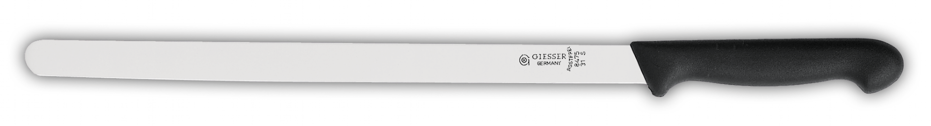 Cuchillo Giesser jamonero. Mango negro. Hoja flexible de 31cm