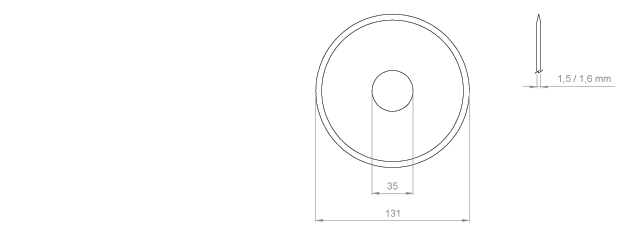 Cuchilla circular, 131x35x1,5mm, doble bisel, filo liso