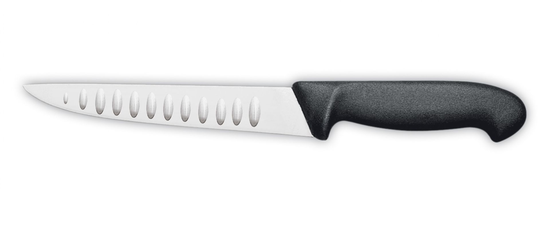 Cuchillo GIESSER para pinchar, hoja 16cm, ancha, rígida, con alveólos, mango clásico,  negro